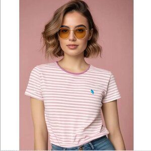 Ralph Lauren Pink and White Striped Tee
